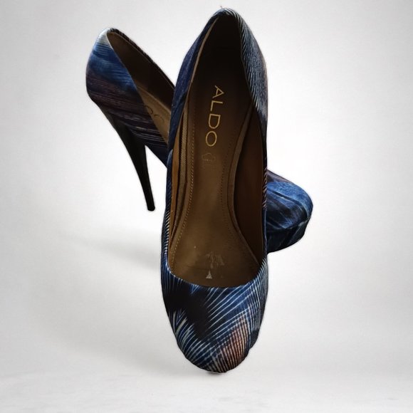 Aldo "Jerolda" Blue Multicolor Platform Stiletto Heels  Size 7 - Picture 2 of 14